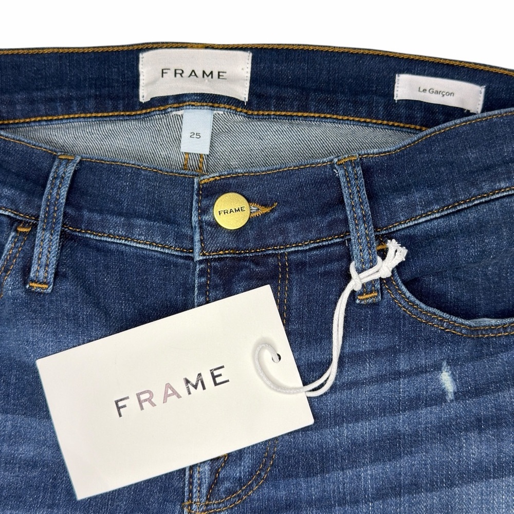 NWT FRAME Le Garçon Cropped Boyfriend Azure Jeans Denim Size 25 - Picture 8 of 11